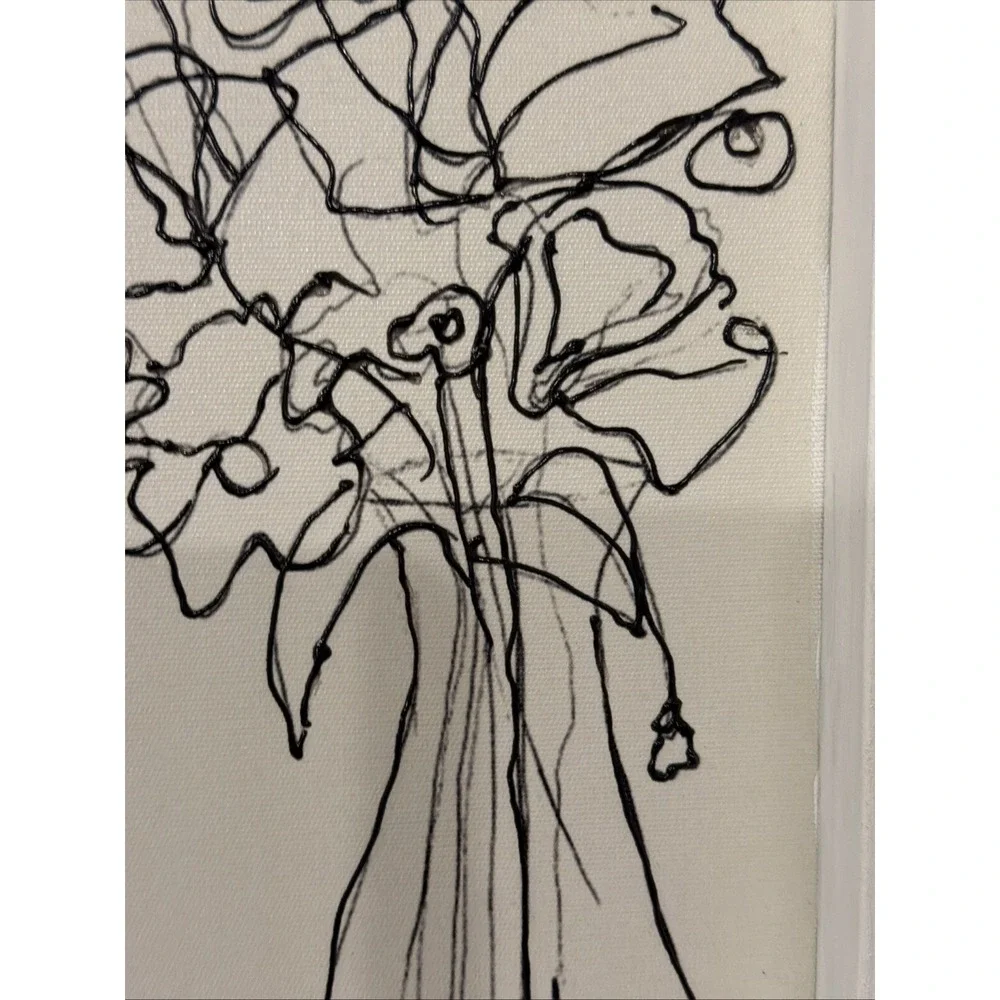 Hobby Lobby Wire Floral Wall Art White Shadow‎ Box Frame Black Flower Vase Decor